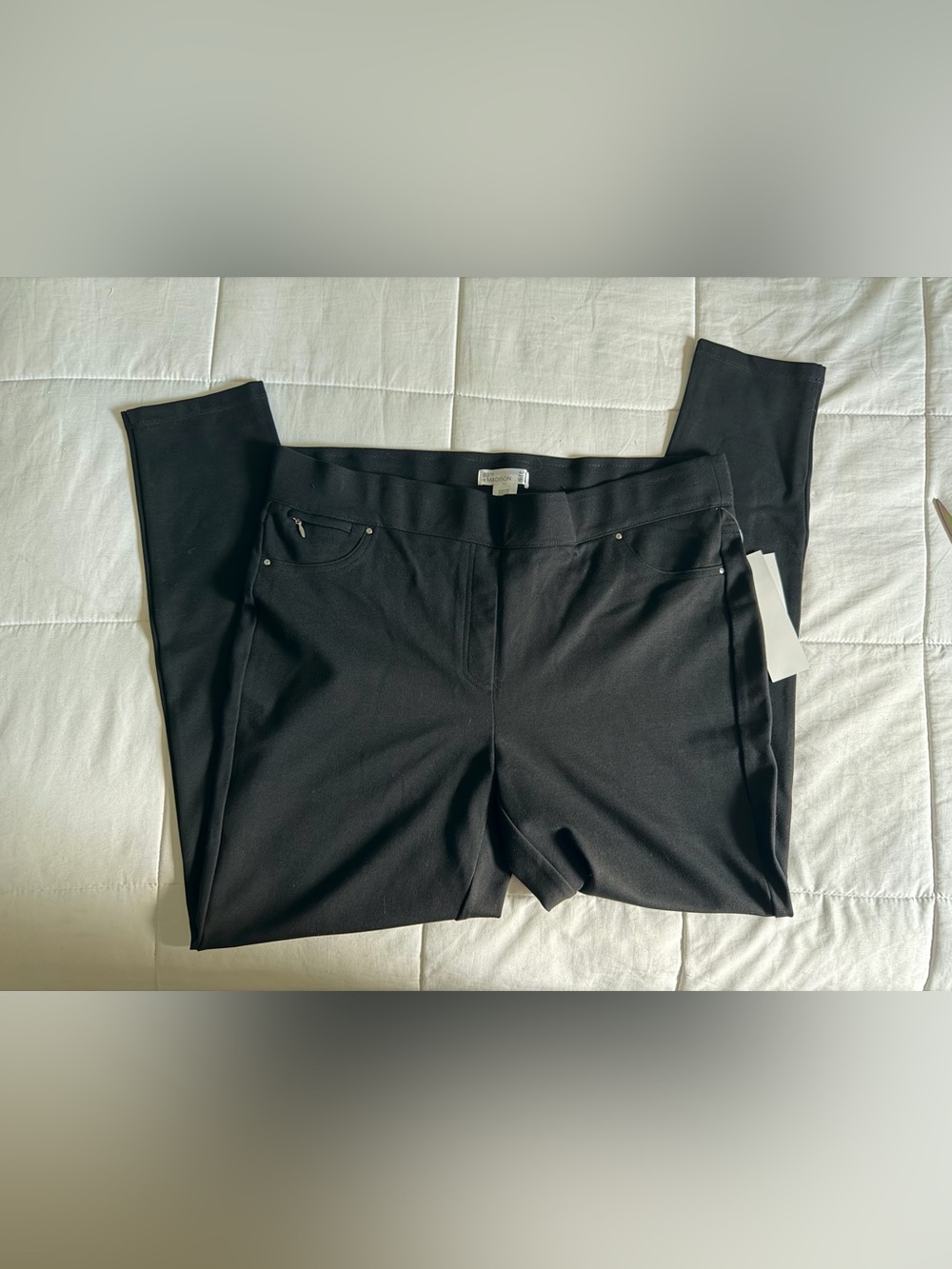 Women's Black Stretch Ponte Pants - XL